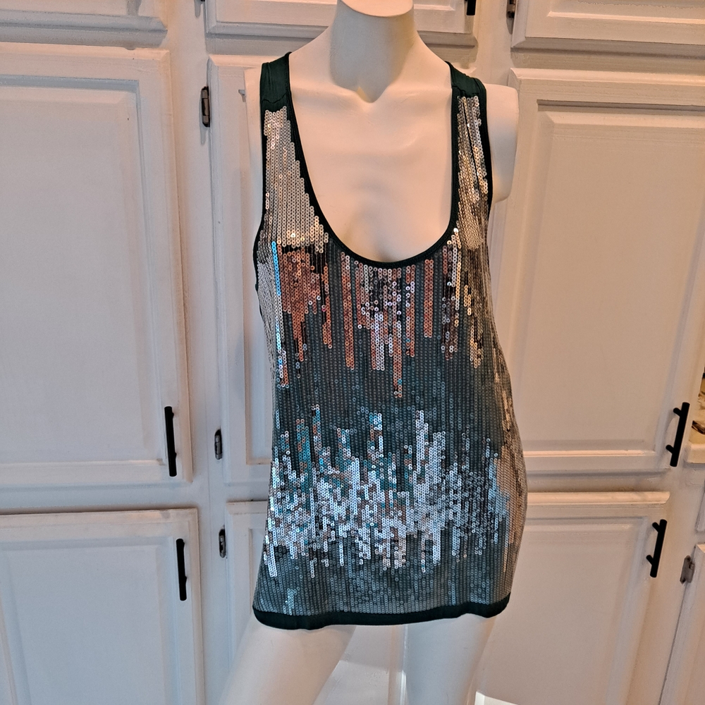 Design History Sparkling Green and Silver Tank Top